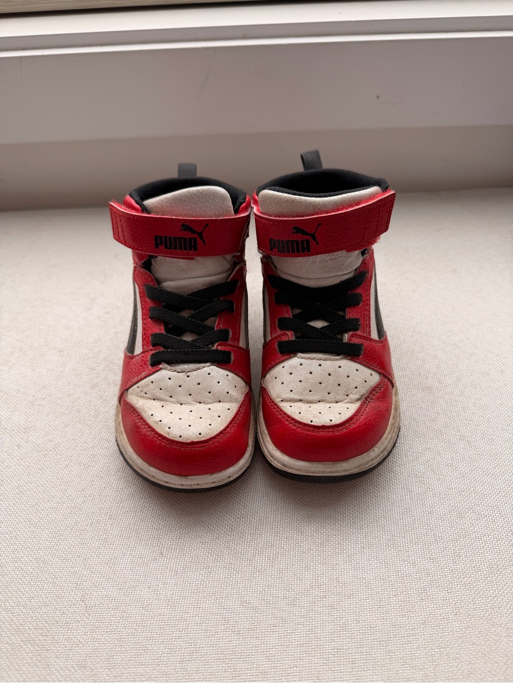 Puma Red and White Kids' High-Top Sneakers